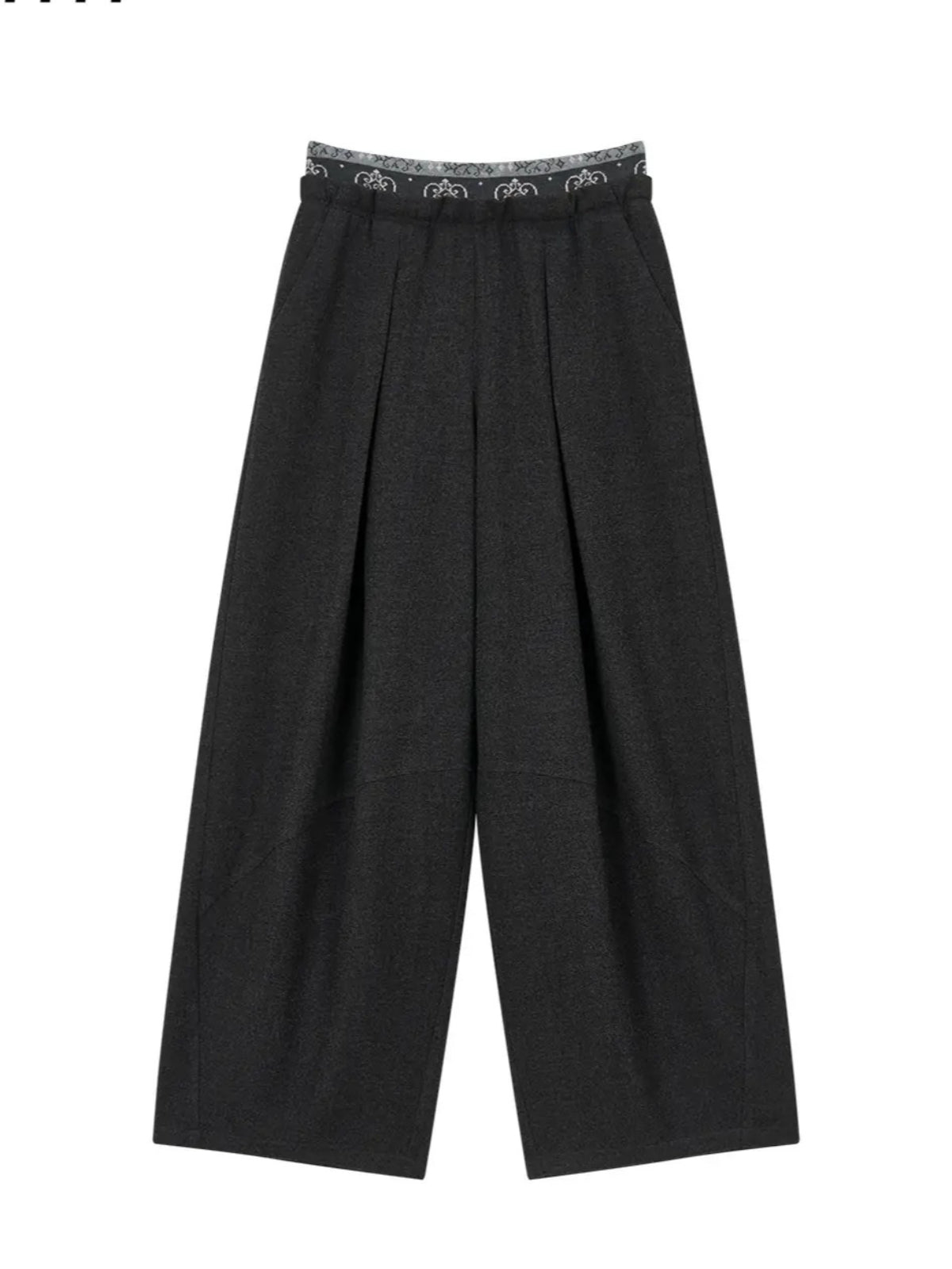 Pleated Wide Leg Wool Pants
