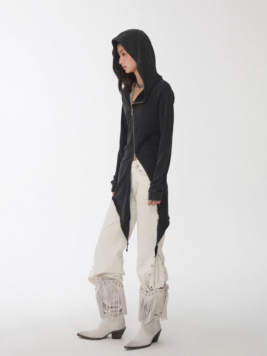 Rhinestone Studded Deconstructed Hoodie Dress