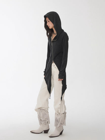 Rhinestone Studded Deconstructed Hoodie Dress