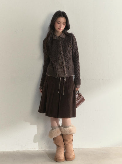 “Pine Dusk” Wool-Blend Doll Collar Knit Sweater