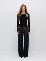 Cut-Out Rib Knit Top