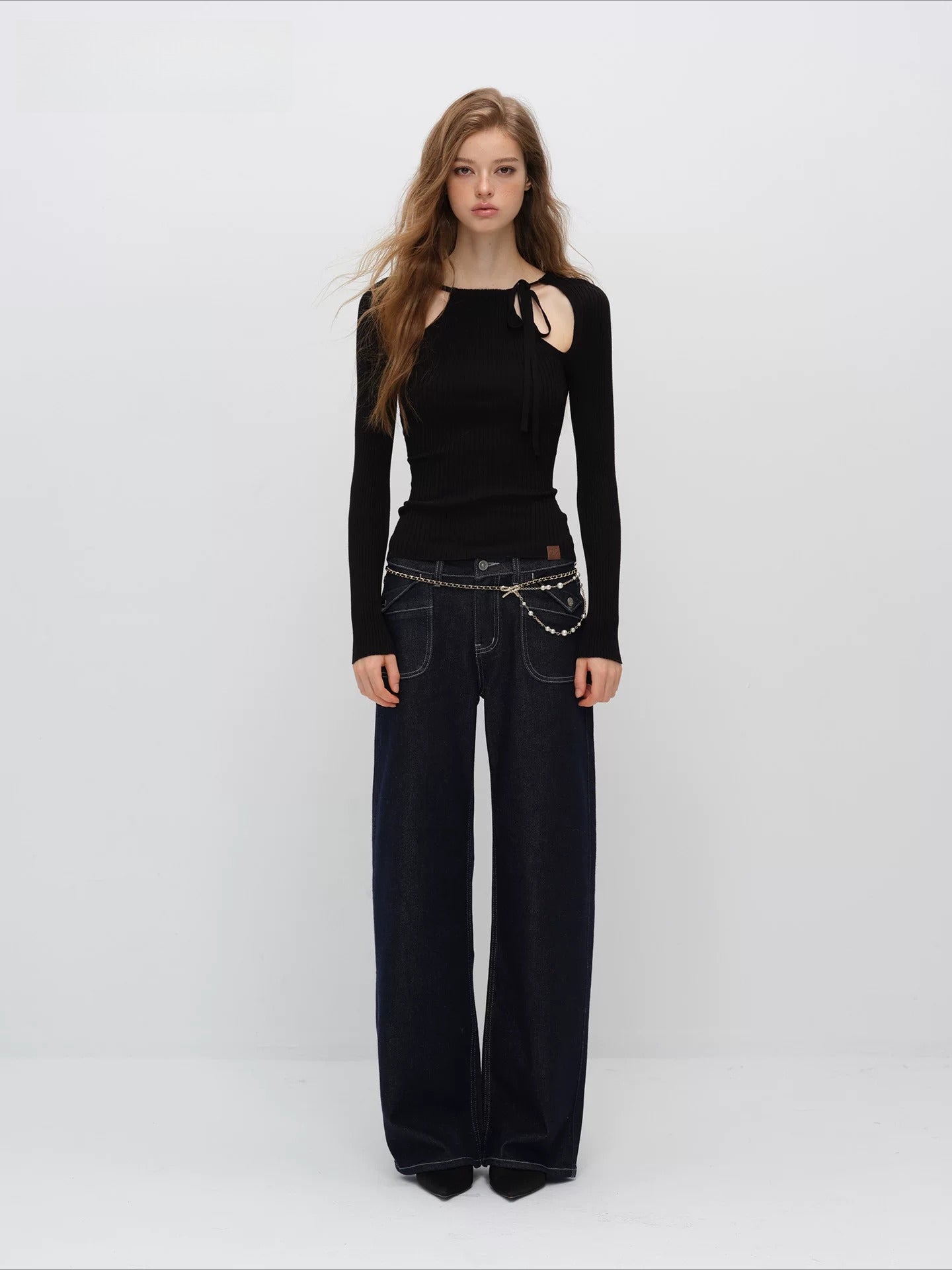 Cut-Out Rib Knit Top