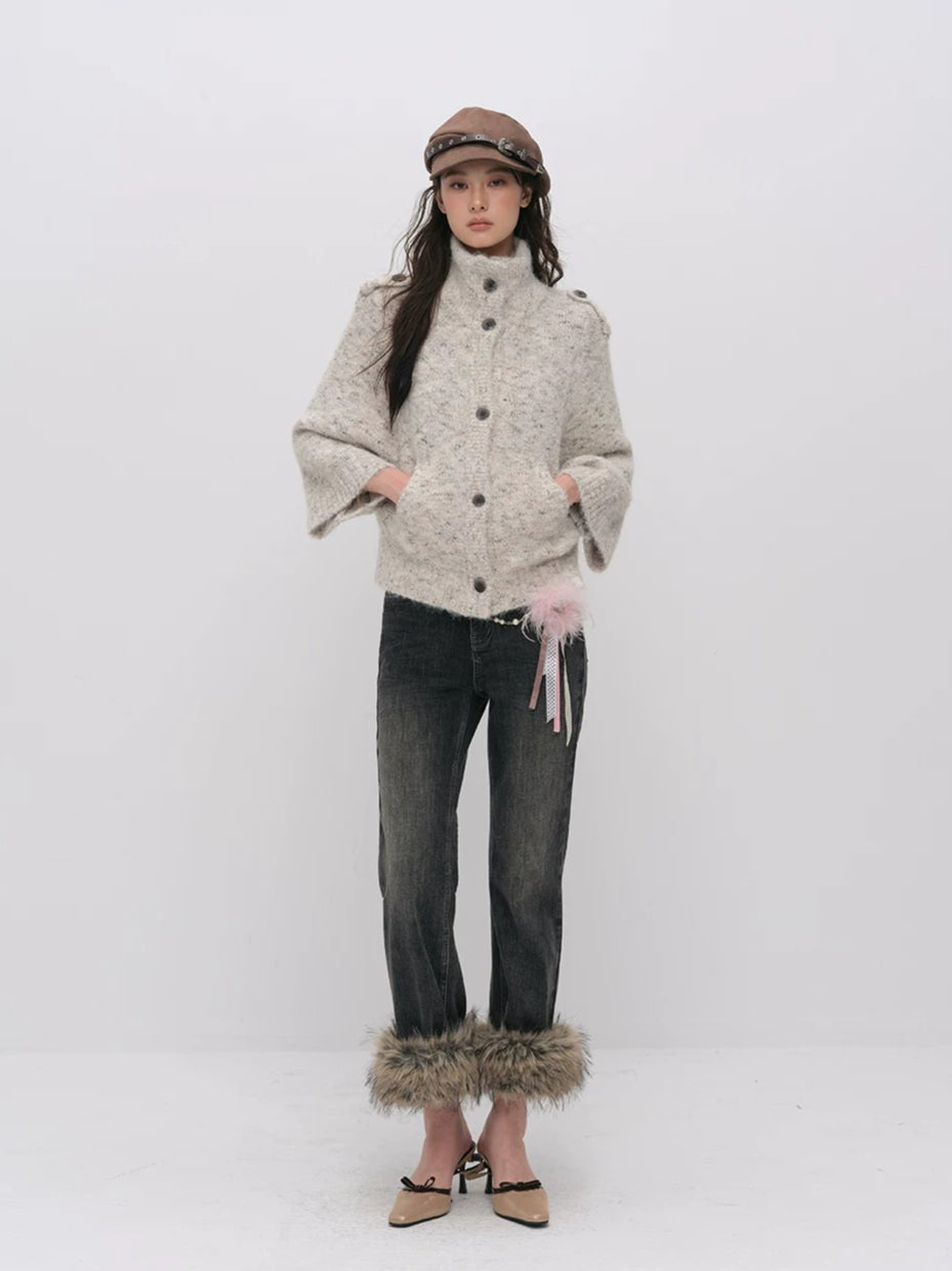 Vintage Mandarin-Collar Cardigan