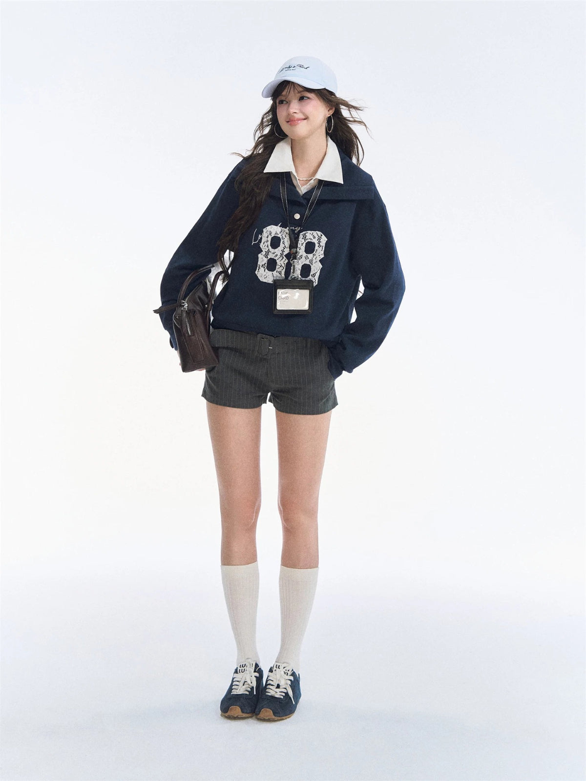Vintage Lace Collar Embroidered Sweatshirt