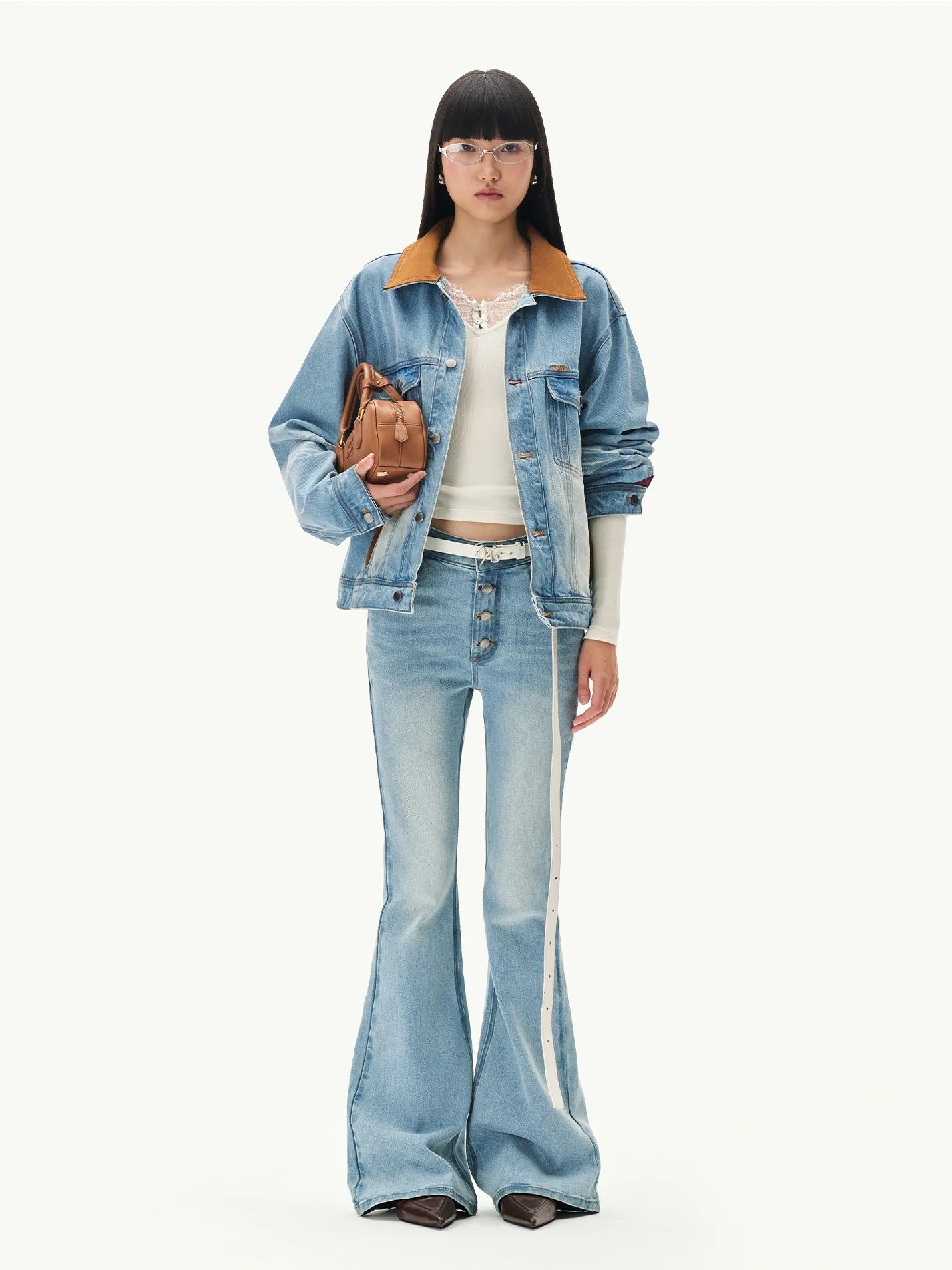 Contrast Suede Denim Jacket