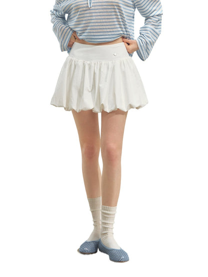 White Ballet-style Puff Midi Skirt
