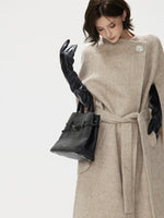 Embellished Buckle Belted Wool Blend Coat
