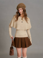 Floral Button Cape Knit Set