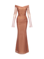 Off-Shoulder Mesh Corset Gown