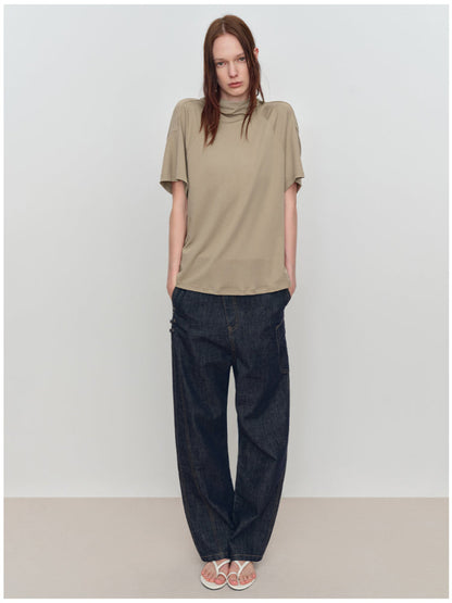 Slant One-Shoulder Swing Neck T-Shirt