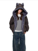 Faux Suede Cat Ear Jacket