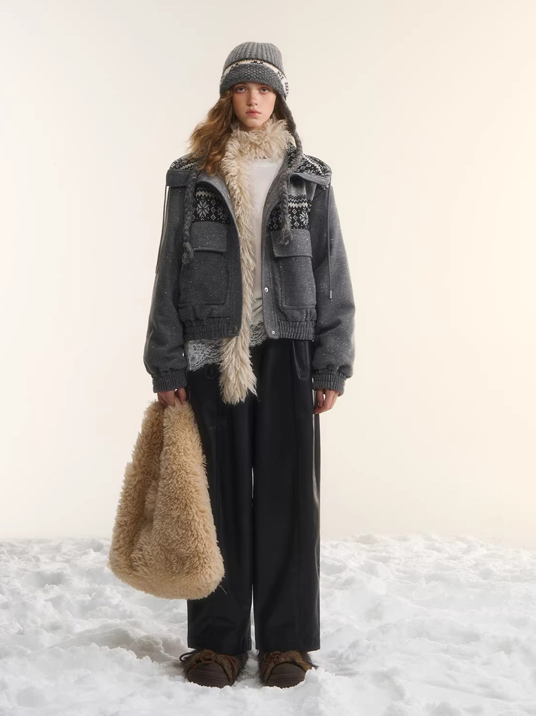 Fair Isle Hooded Down Jacket