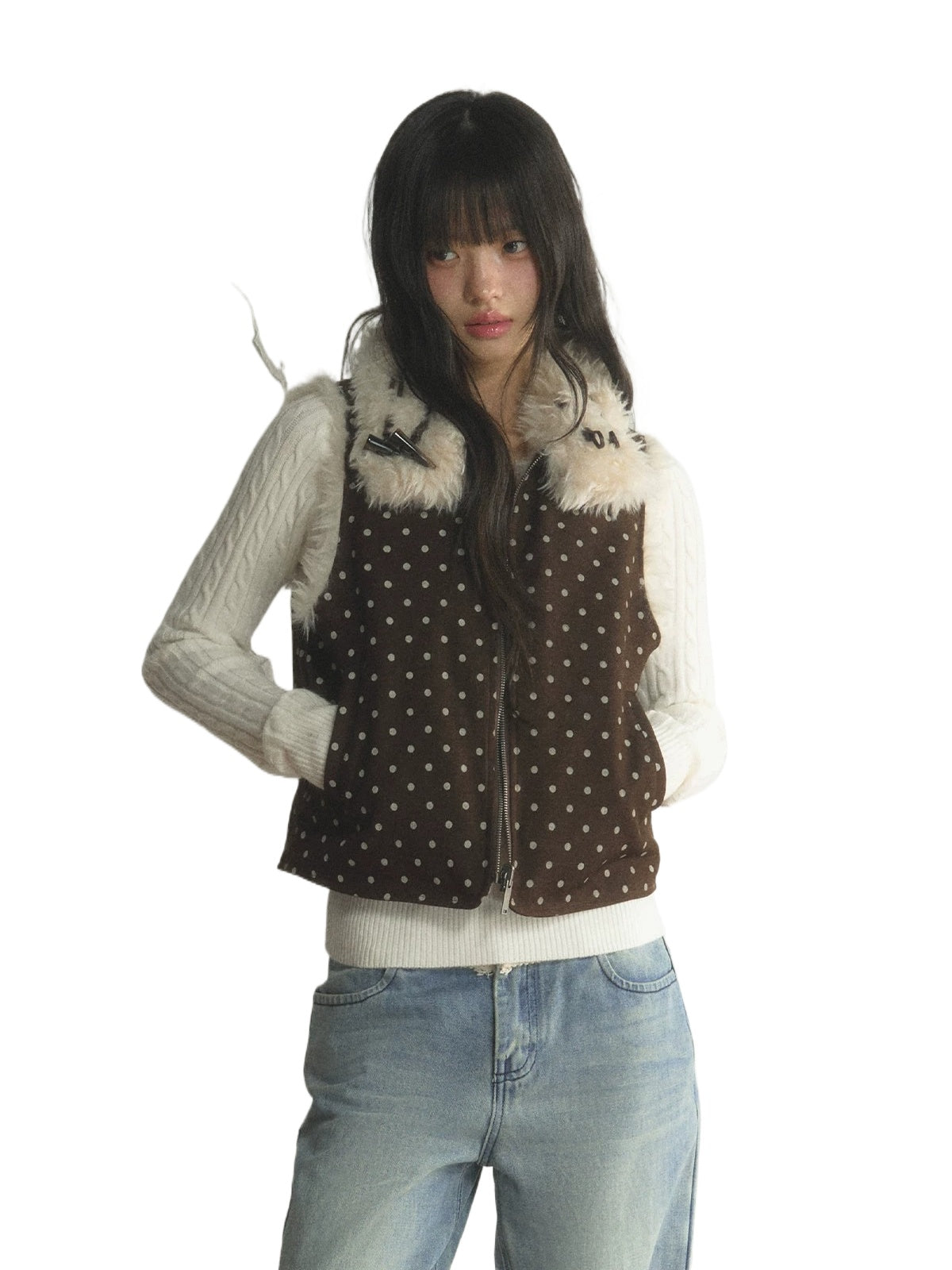 Reversible Polka Dot Fleece Vest