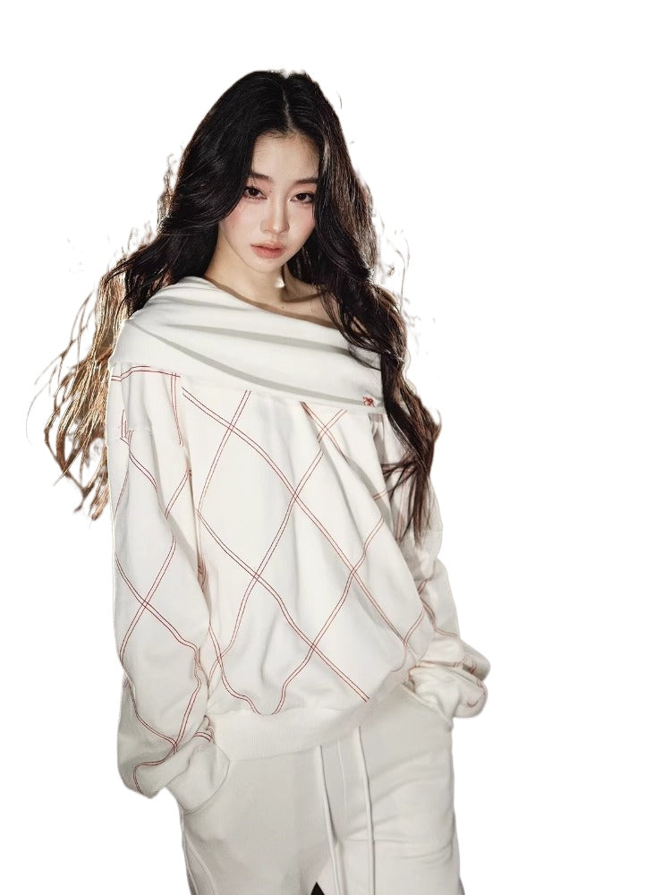 Asymmetric Off-Shoulder Sweatshirt Set