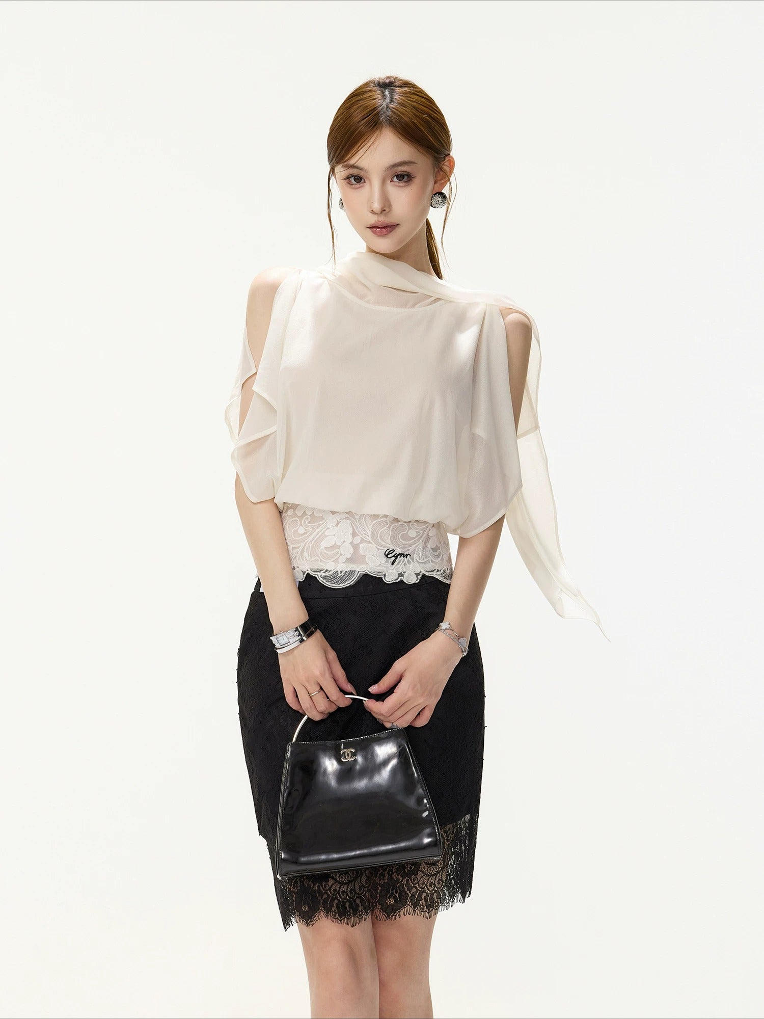 Off Shoulder Chiffon Blouse