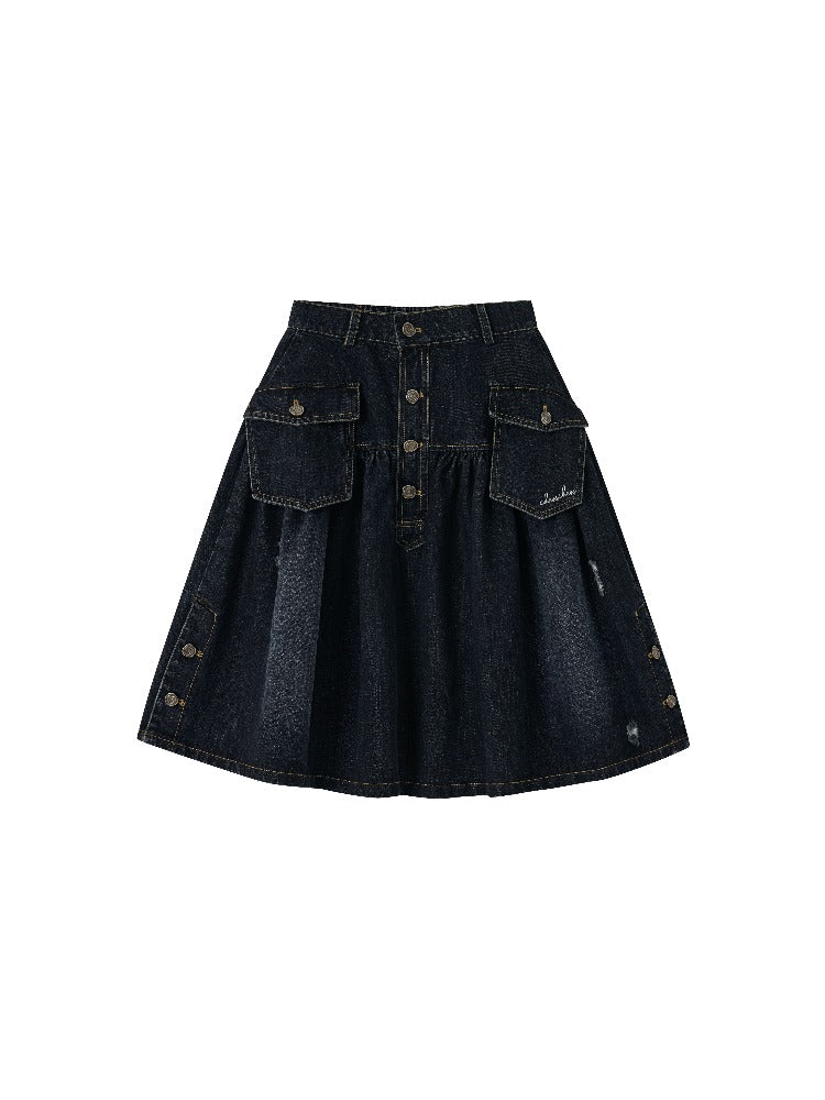 Vintage Utility Denim Skirt