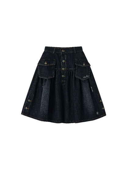 Vintage Utility Denim Skirt