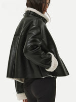 Contrast Faux Shearling Biker Jacket