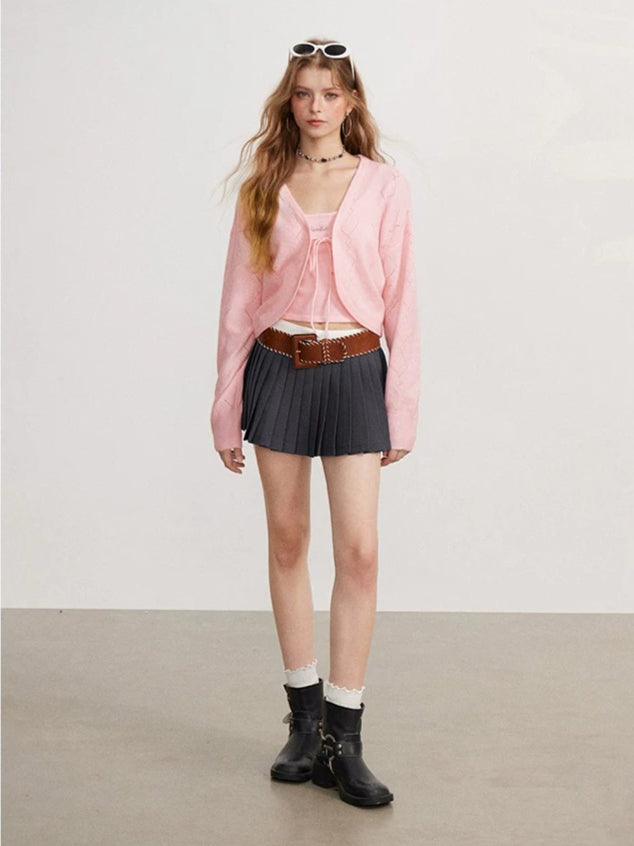 Bow Camisole Cardigan Set