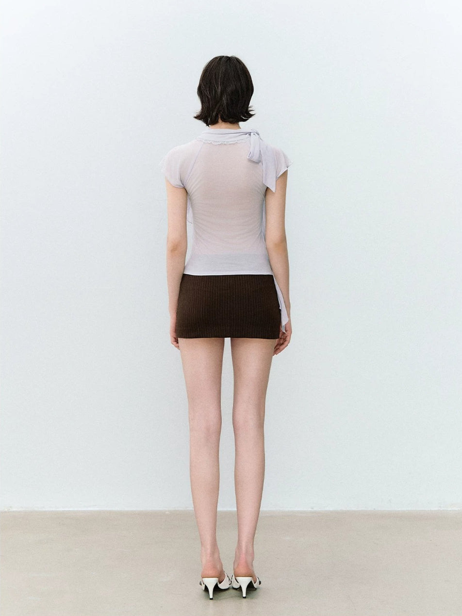 Asymmetrical Lyocell Ruffle Top