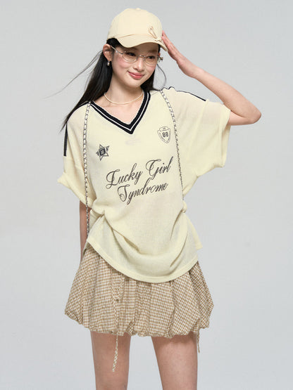 Textured Contrast Trim Sports T-shirt