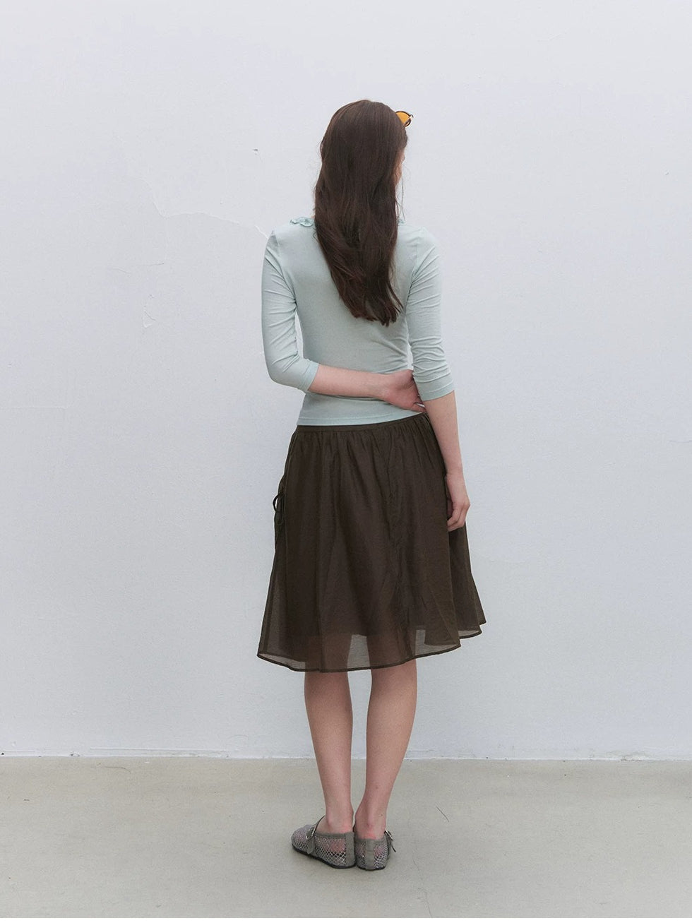 Lyocell Ruffle V-Neck Top