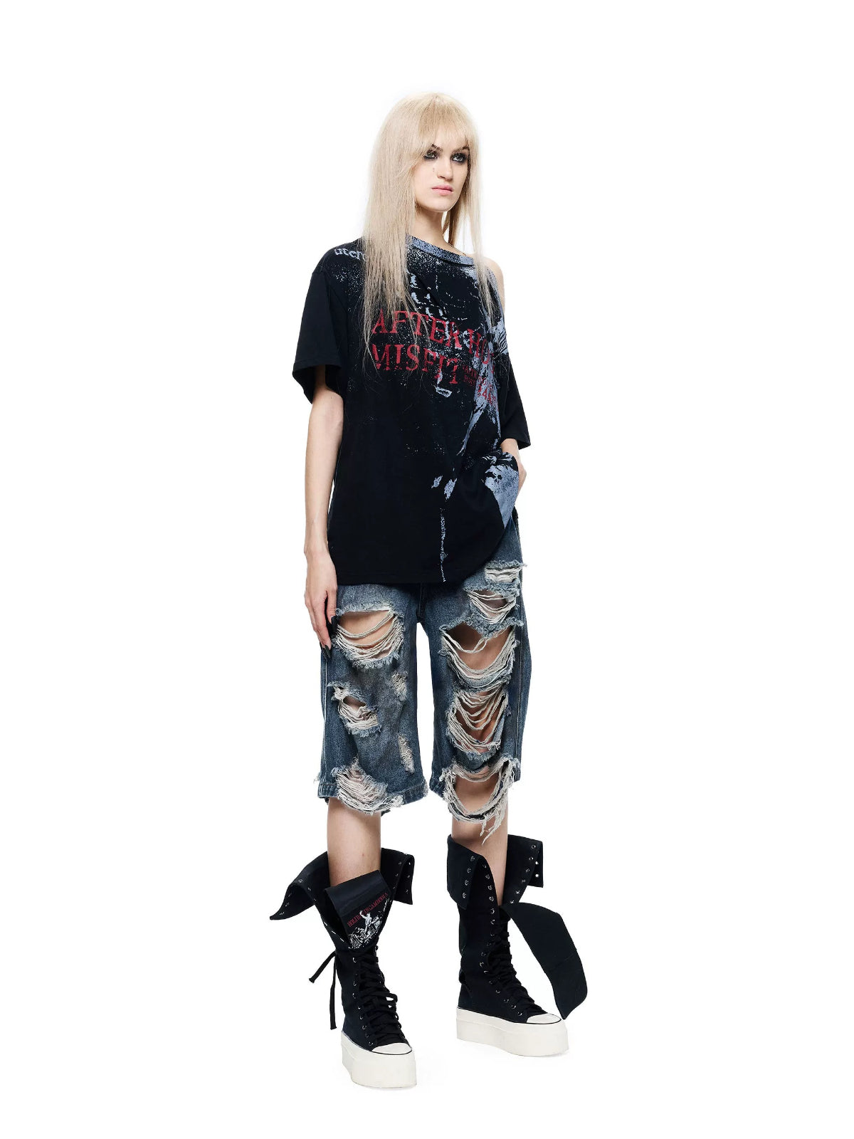 Grunge Distressed Bermuda Shorts