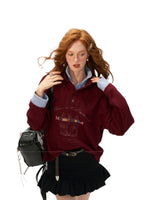 Polo Collar Oversized Sweatshirt