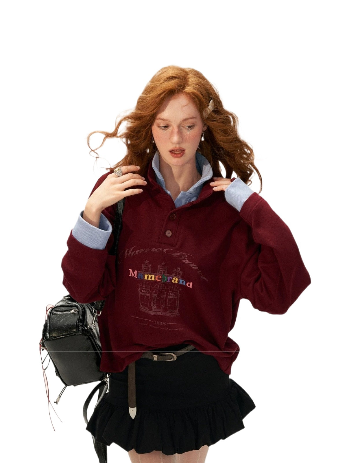 Polo Collar Oversized Sweatshirt
