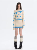 Beige Contrast Knit Skirt