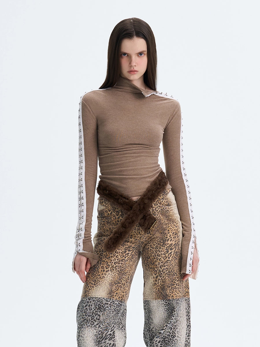 Reversible Brushed Mockneck Top