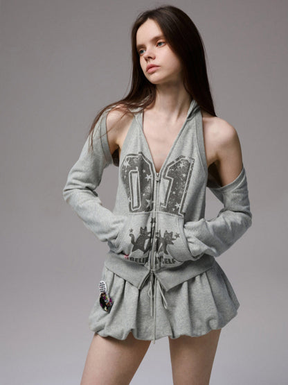 Solid Color Sweatshirt Fabric Drawstring 3D Tulip Skirt
