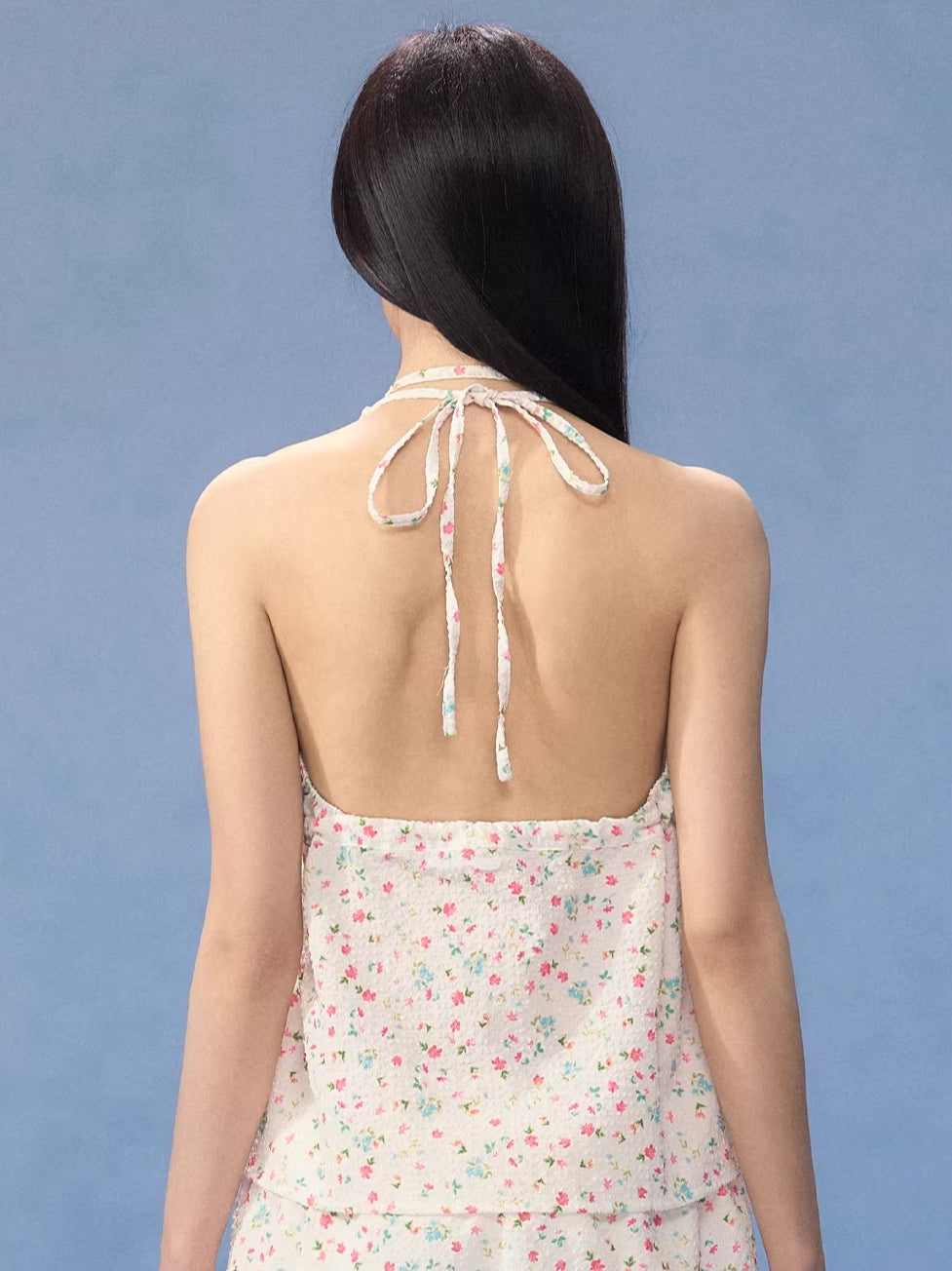 Floral Halter Tie Camisole &amp; Skirt Set