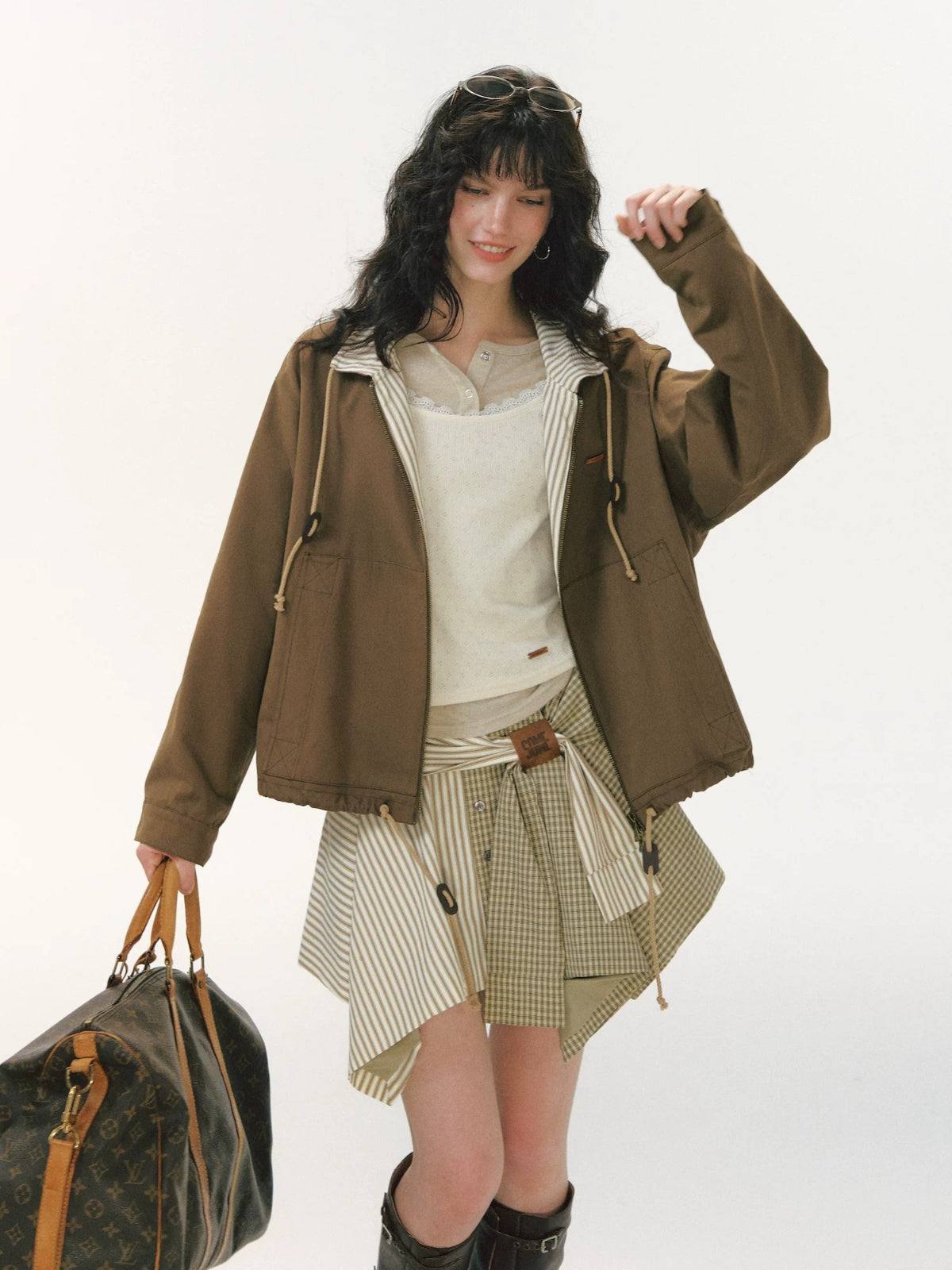 Striped Patchwork Utility Jacket