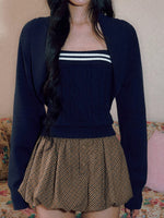 Navy Striped Knit Twinset