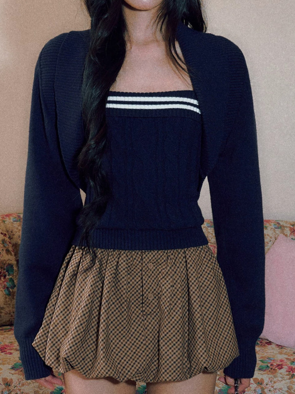 Navy Striped Knit Twinset