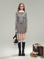 White & Gray Hand-Beaded Knit Shirt