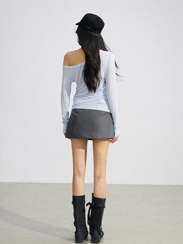 Irregular Off-Shoulder Butterfly T-shirt