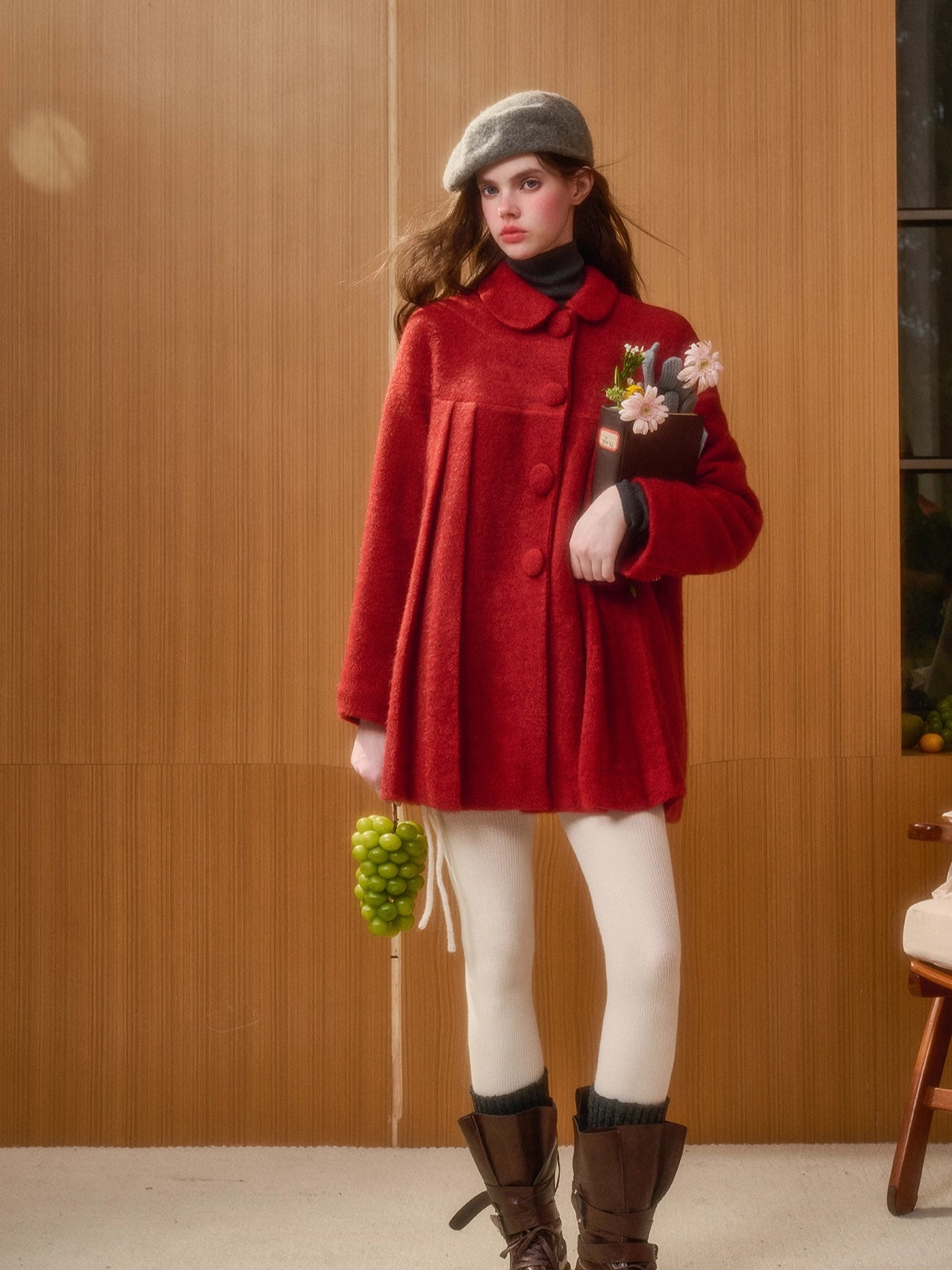 Red Cape Two-Piece Coat