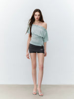 Off-Shoulder Button Top