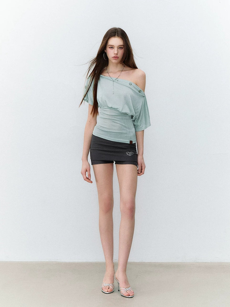 Off-Shoulder Button Top