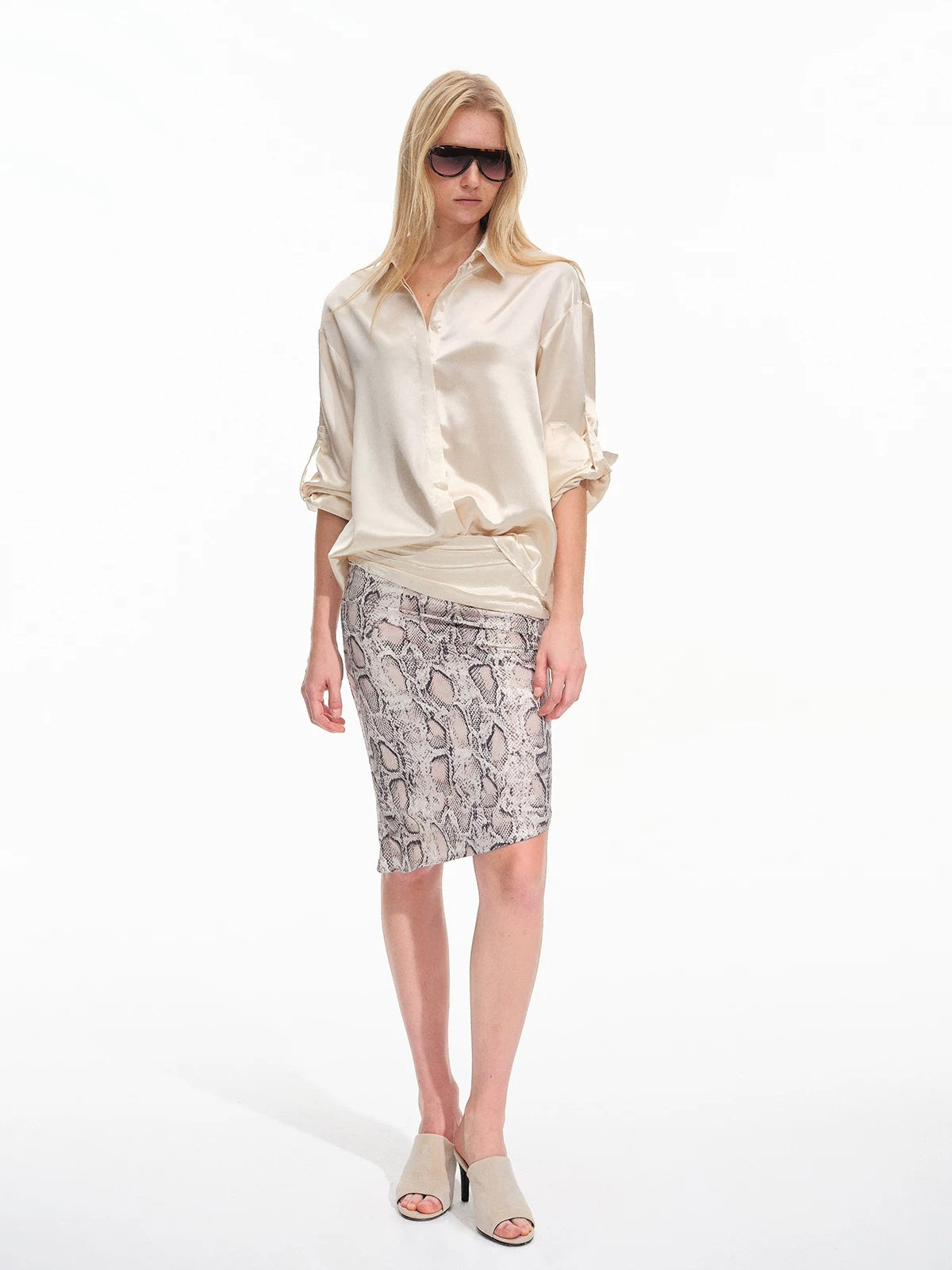 Snake Print Asymmetric Pencil Skirt