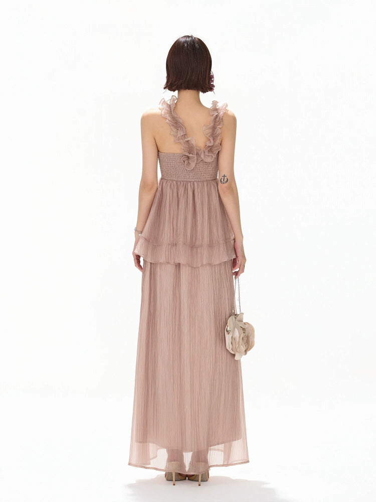 Ruffle Halter Maxi Dress