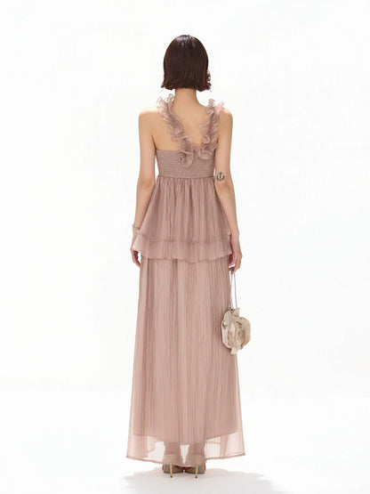 Ruffle Halter Maxi Dress
