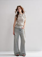 Ruched Plaid Blouse