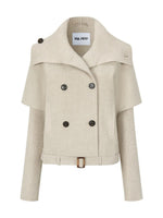 Faux-layered Cape Knit Jacket