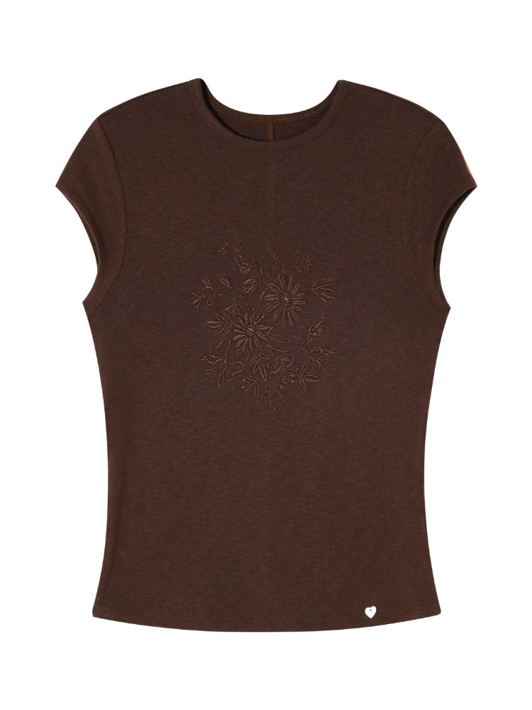 Floral Embroidered Fitted T-shirt
