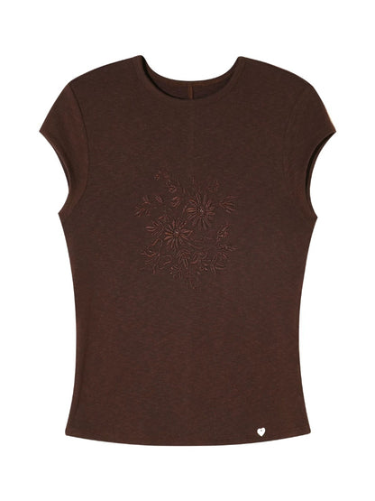 Floral Embroidered Fitted T-shirt