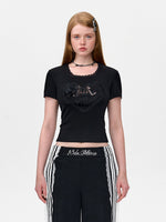 Lace Bow Round Neck T-Shirt