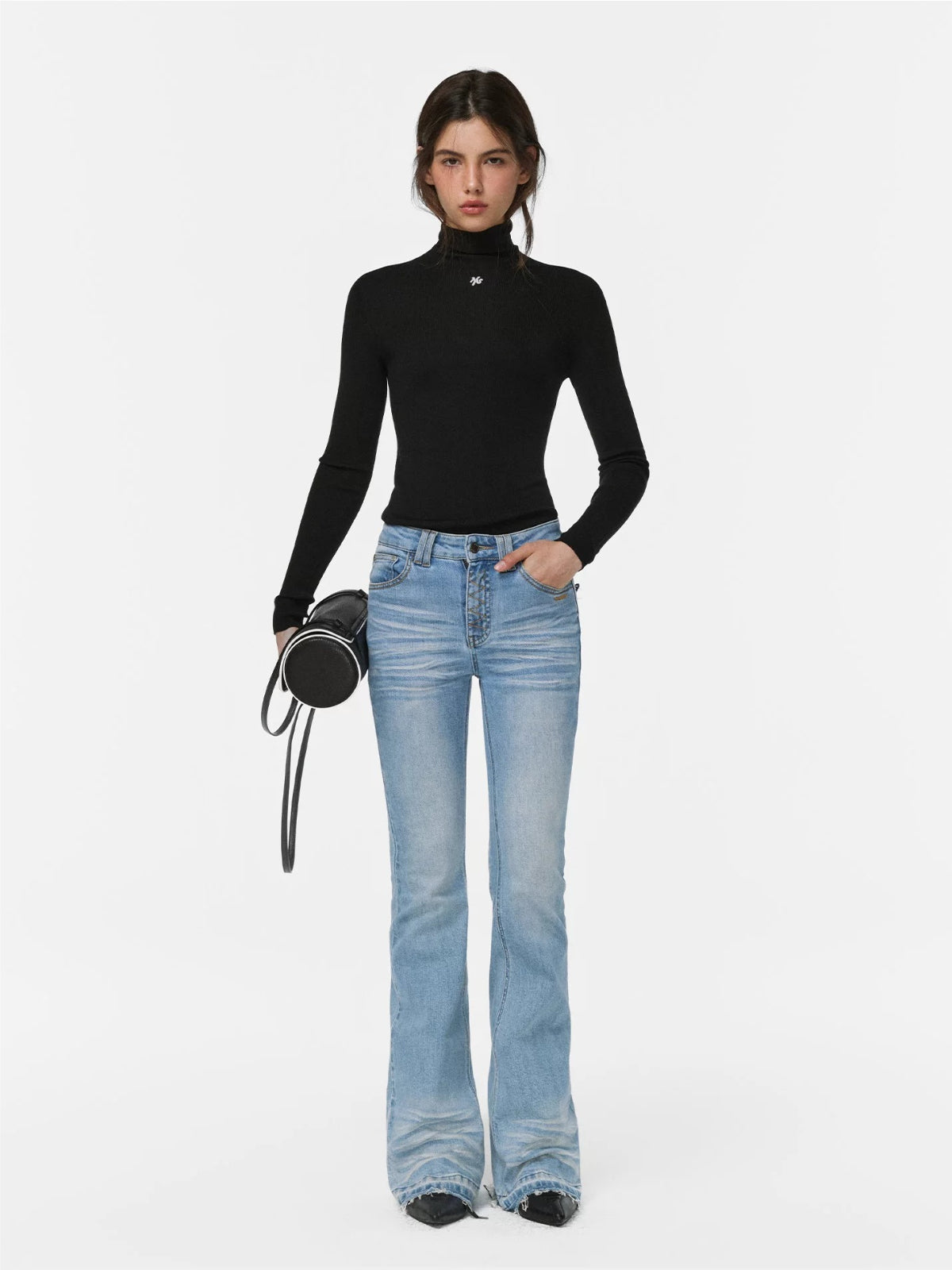 Cloud Fir Wool Turtleneck Knit Top